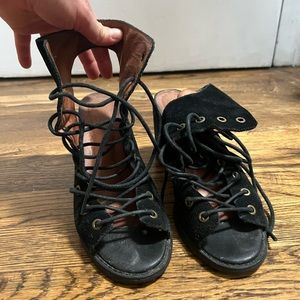 Black Lace up Jeffrey Campbell heels